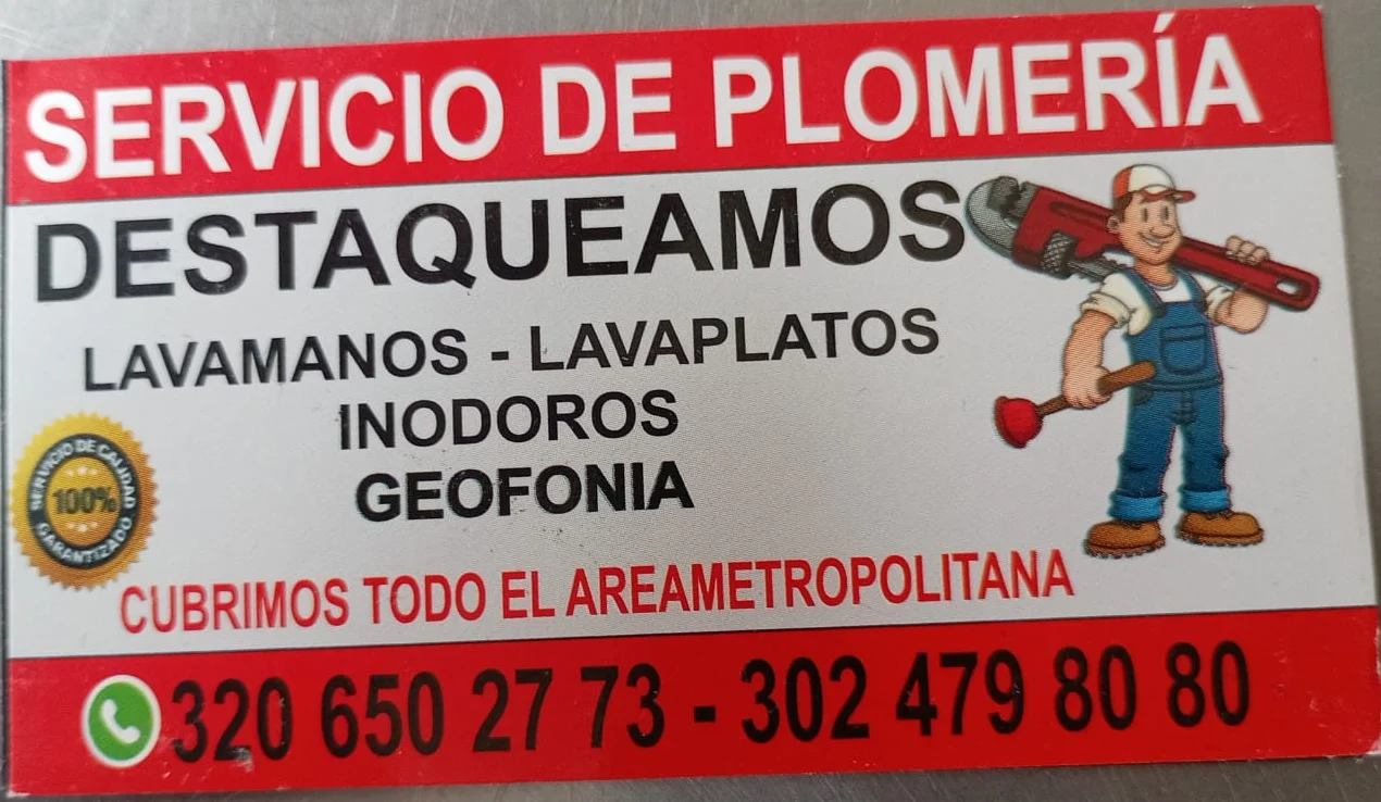Tarjeta de Plomería Julio: destaqueamos lavamanos, lavaplatos, inodoros y geofonía en toda el área metropolitana